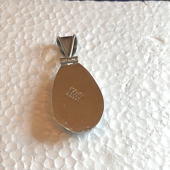 Blue Larimar and  Sterling Silver Teardrop Pendant Statement Bold Big Pendant - Picture 9 of 13